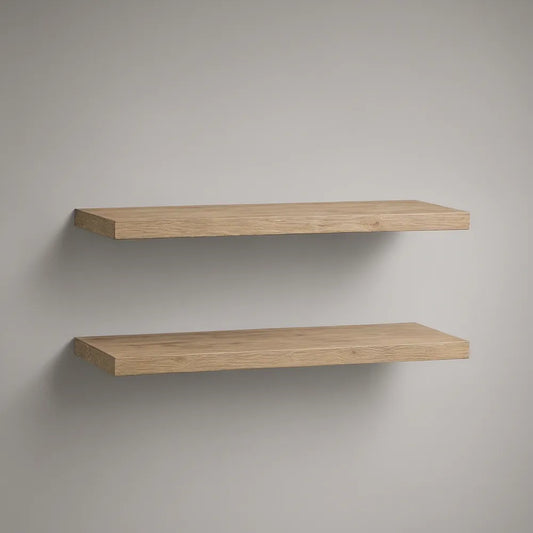 Conjunto de 2 Prateleiras Flutuantes em MDF Carvalho Natural 80 x 25 x 4 cm
