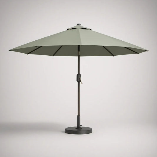 Guarda-sol de Jardim Octogonal Verde-claro 300 cm com Base e Manivela