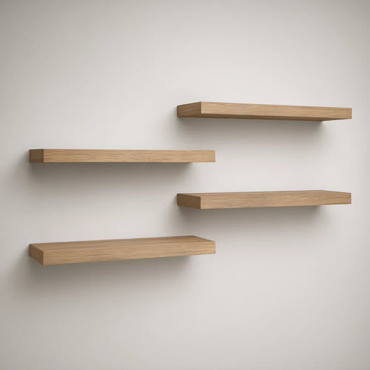 Conjunto de 4 Prateleiras Flutuantes em MDF com Efeito Carvalho Claro, 60 x 20 x 4 cm